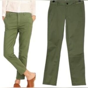 J.CREW Frankie Stretch Chino Pants Size 0 Olive Green Slim